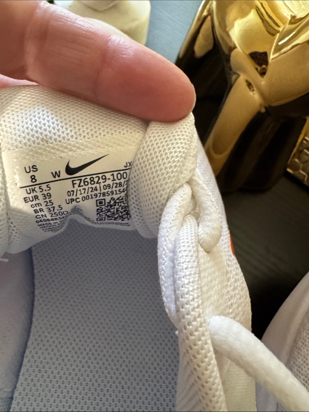 Nike White Sneakers with Orange and Coral Soles - Picture 3 of 5